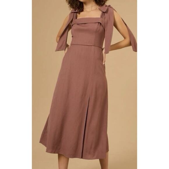 Altar'd State Dresses & Skirts - NEW Altar'd State | Wrenlee‎ Bow Tie Midi Dress | Women's L | Brown